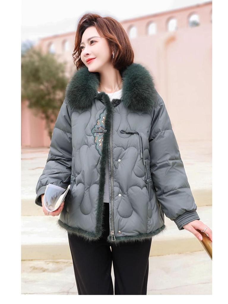 Mom's Fashionable Winter Down Jacket for Middle-Aged Women: Loose, Plus Size, Warm & Stylish Coat