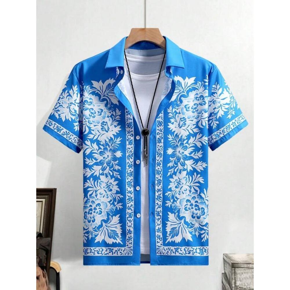 

Summer Flower Pattern Print Men s Shirts Hawaii Short Sleeve Top Fashion Streetwear Casual Outdoor Men s and Women s Clothing Blouse S