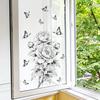 Creative Black White Sketch Line Art Peony Butterfly Static Cling Wall Sticker for Kitchen Bathroom No Glue Home Decor