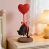 Creative Floating Black Cat Love Balloon Desktop Ornament, 3D Printed Healing Home Decoration, Valentine's Day Gift