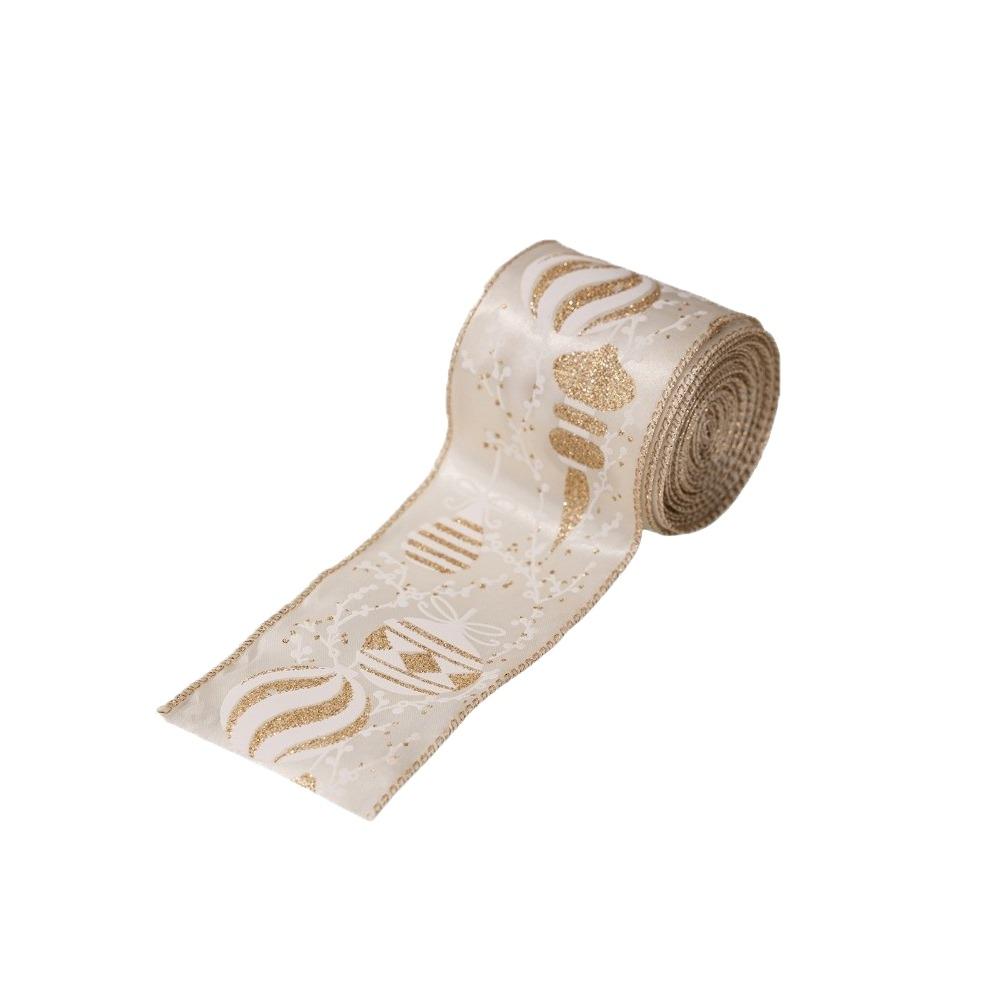 DIY Christmas Bow Ribbon Gold Fabric Swirl Ribbon New Christmas Tree Ribbon  Xmas Gift