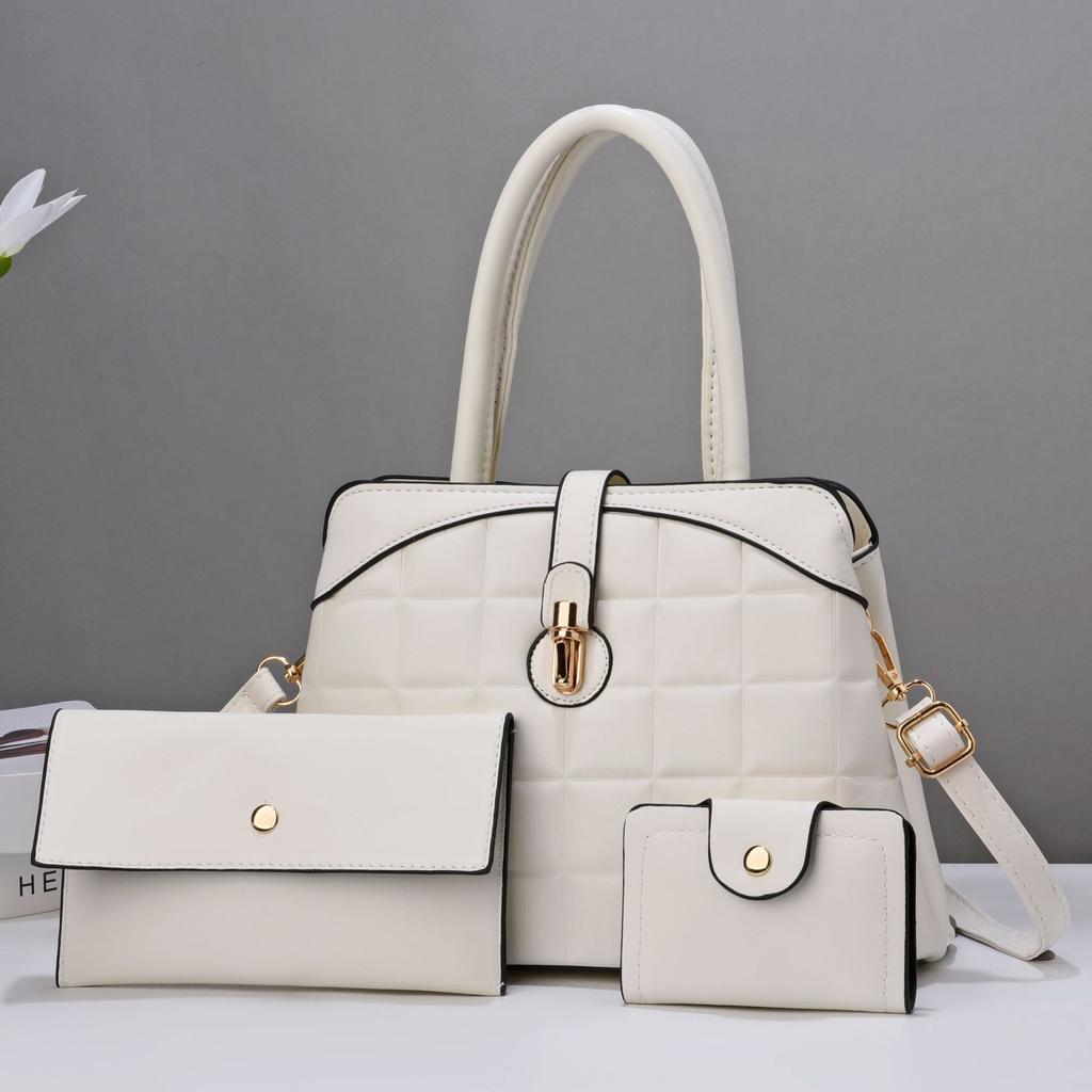 WTEMPO Einfarbige Handtaschen mit großem Fassungsvermögen Lässige Umhängetaschen Dreiteiliges Set Vielseitige Damen Einfache Schultertasche