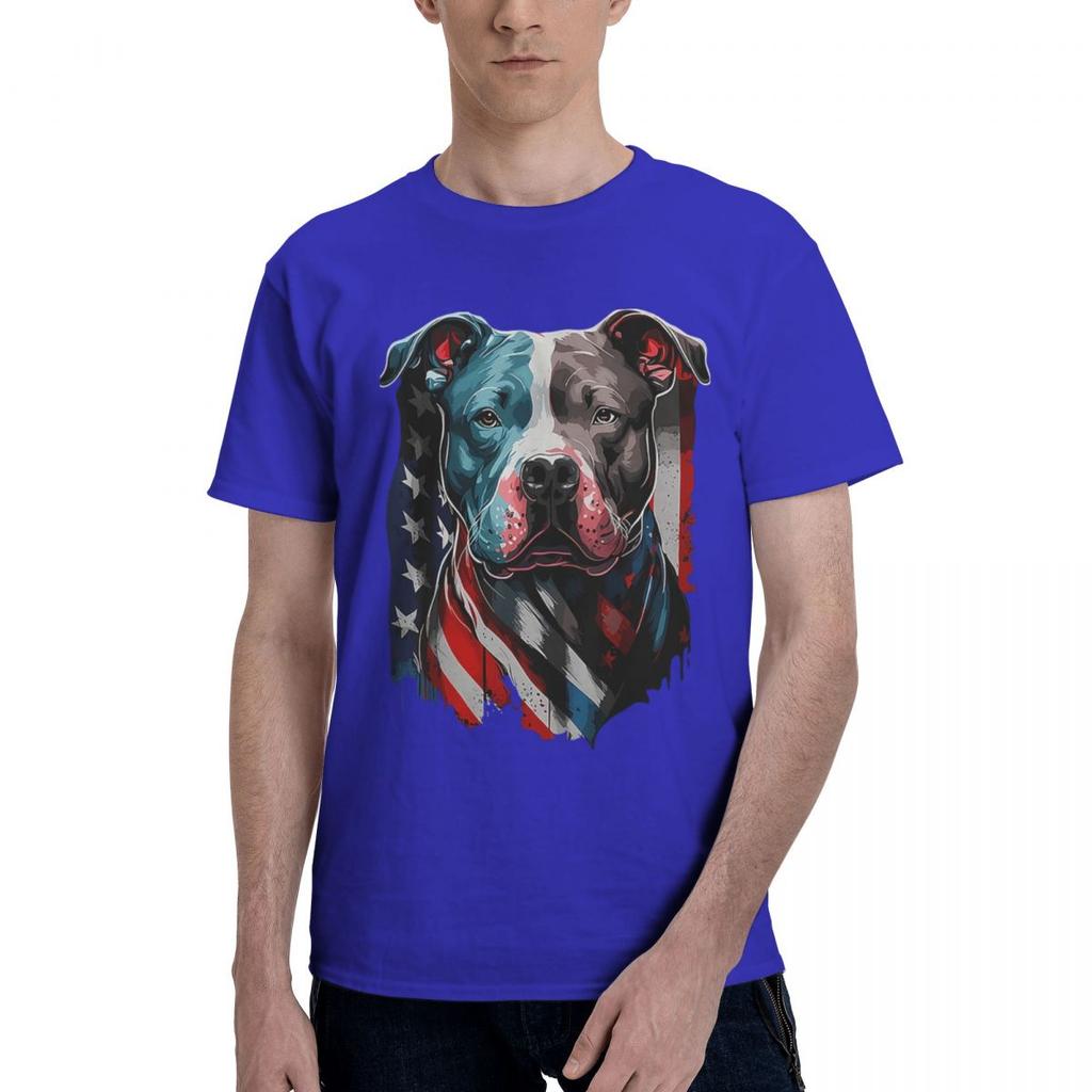 American Pitbull Terrier USA Flag Patriotic Dog 100 Cotton Casual Breathable Confortable Anime Designer Clothes Men Mens Gifts