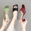 New Summer Heel Sandal Slippers In Europe and the United States Square Head Open-toe High-heeled Ladies Slippers