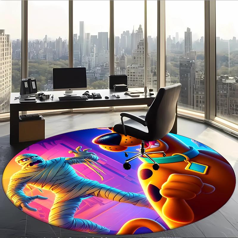 Scooby (19) Round Office Rug Decorative Floor Rug for Office Bedroom Living Room and Home Space