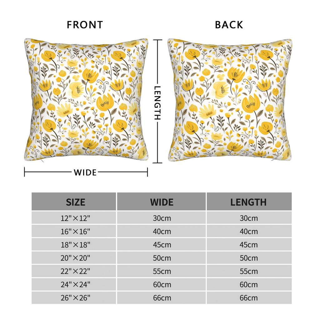 Yellow Wildflowers Pillow Case Custom Pillow Cover Vintage Pillowcases For Wedding Party Home Decor