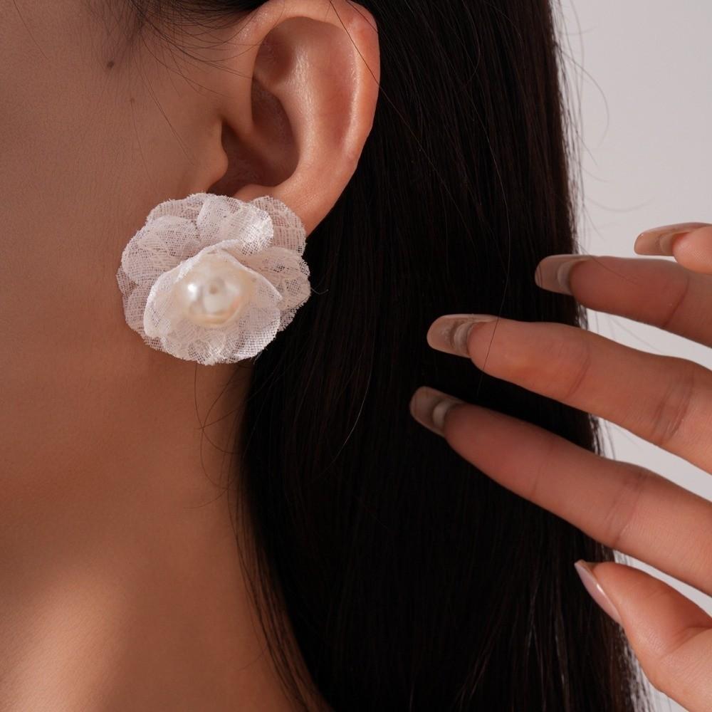 10pcs/Set Exquisite Flower Stud Earrings White Imitation Pearl Stud Party