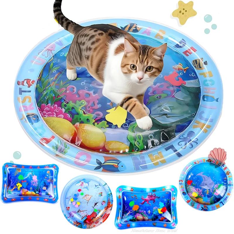 Water Play Mat For Cat Pvc Ocean Fish Crawling Induction Cat Playing Water Mat Interactive Cat Toy Cat Playing Water Mat Sensory