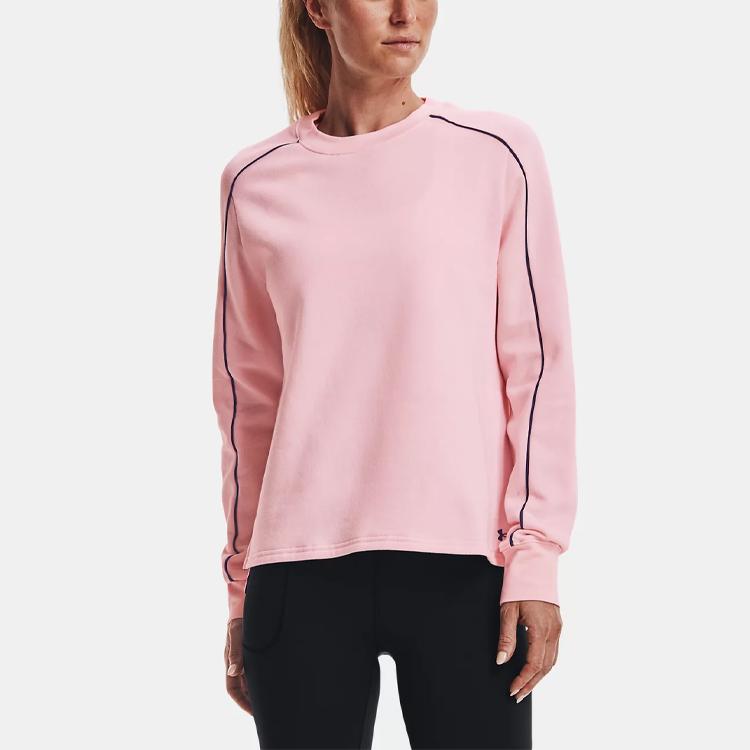 Under Armour Sports Crew Neck Long Sleeve T-Shirt Women Tops Pink 1367743-643