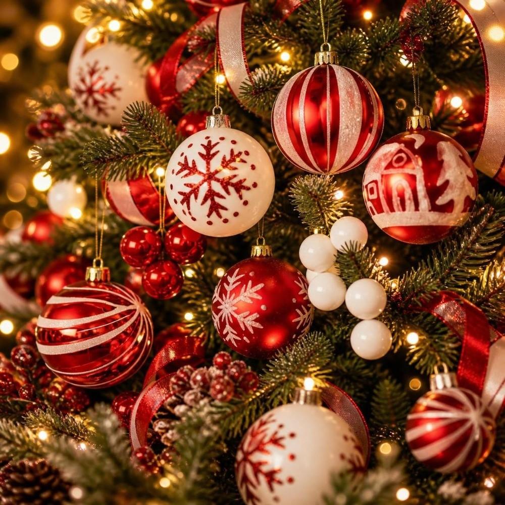 44Pcs/Set Shiny Christmas Ball 6/3CM Xmas Baubles Durable Xmas Ornament Ball  Home