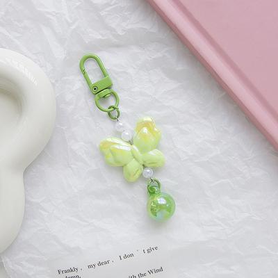 1Pc Cute Laser Acrylic 3D Butterfly Beaded Keychain Women Makeup Bag Pencil Case Backpack Pendant Kawaii DIY Decor Charm Gifts