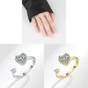 Adjustable Heartshaped Ring Copper Jewelry For Women With Zircon For Stress Relief And Fashion