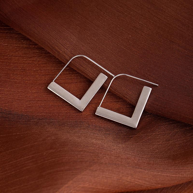 Geometric Square Drop Earrings for Women Vintage Simple Line Hoop Earrings Punk Fashion Casual Versatile Ear Jewelry Wholesale