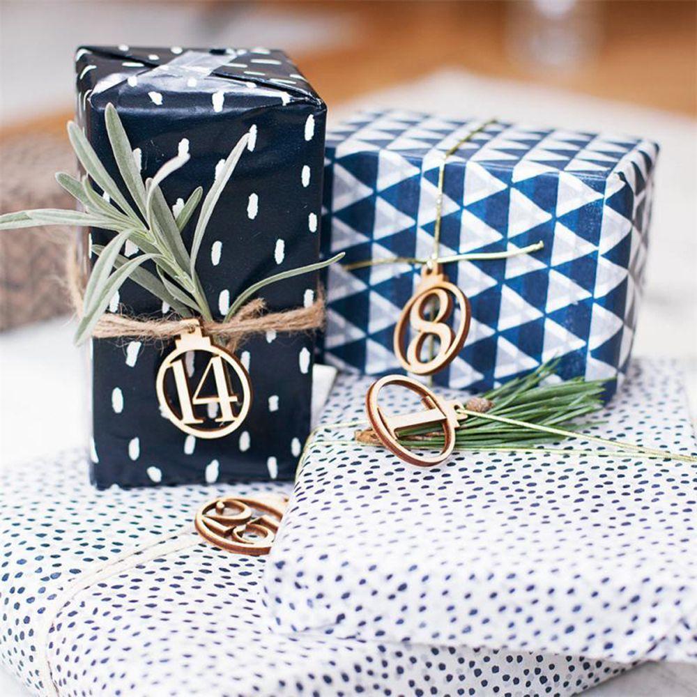 Party Box Decor Wooden Advent Countdown Hanging Tags 1-25 Christmas Calendar Number Label