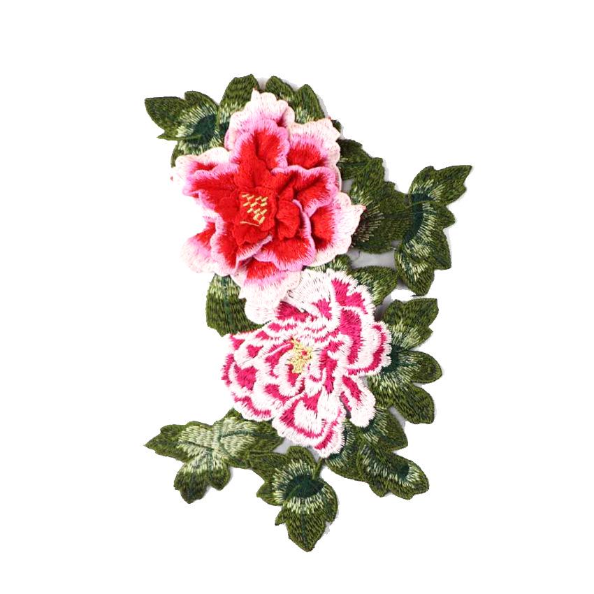 Three-Dimensional Peony Lace Embroidered Patch for Clothing