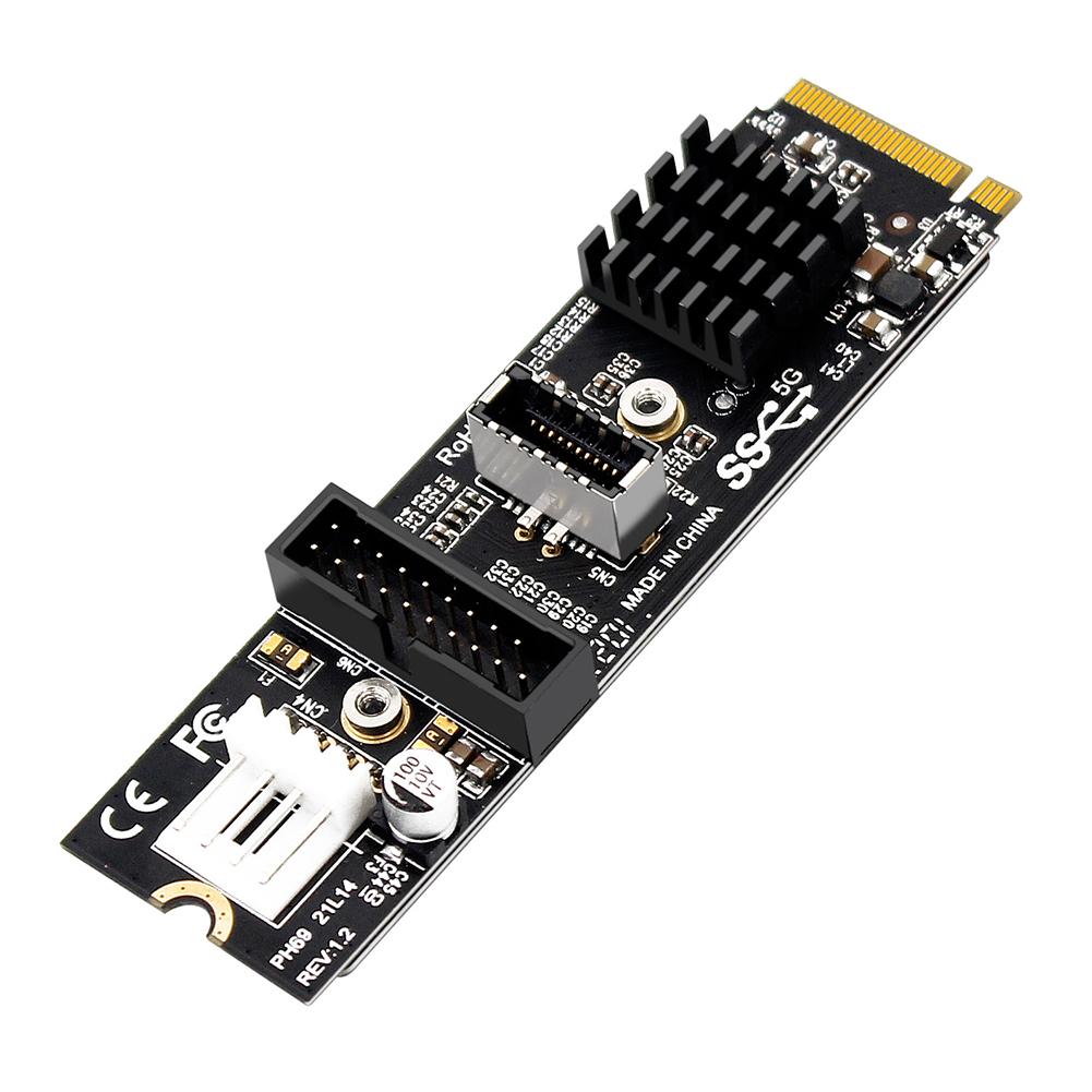 

M.2 M Key PCIe To USB 3.1 Front Expansion Cards Adapter TYPE C+19/20PIN M.2 NVMe M-Key To USB3.1 5Gbps Front Panel Socket 5Gb