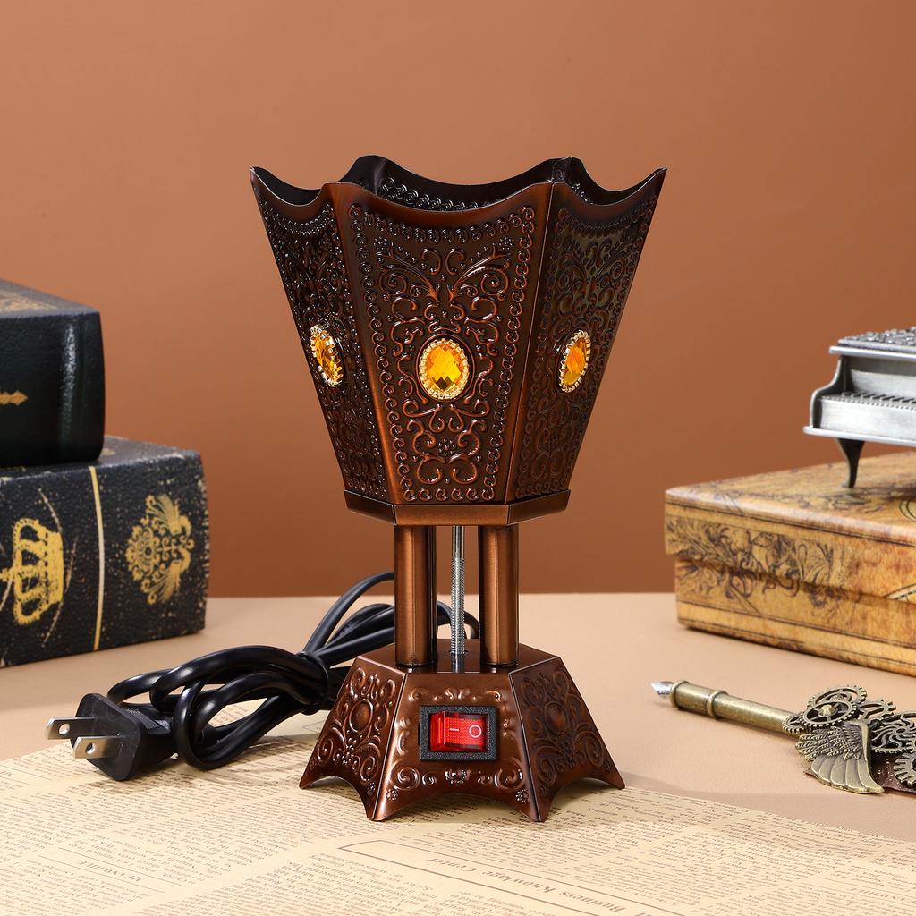 Elektrischer Räucherstäbchenhalter Kompakt Leicht Vintage Stil Metall Weihrauchgefäß für Zuhause Aromatherapie Dekoratives Mittelstück US-Stecker