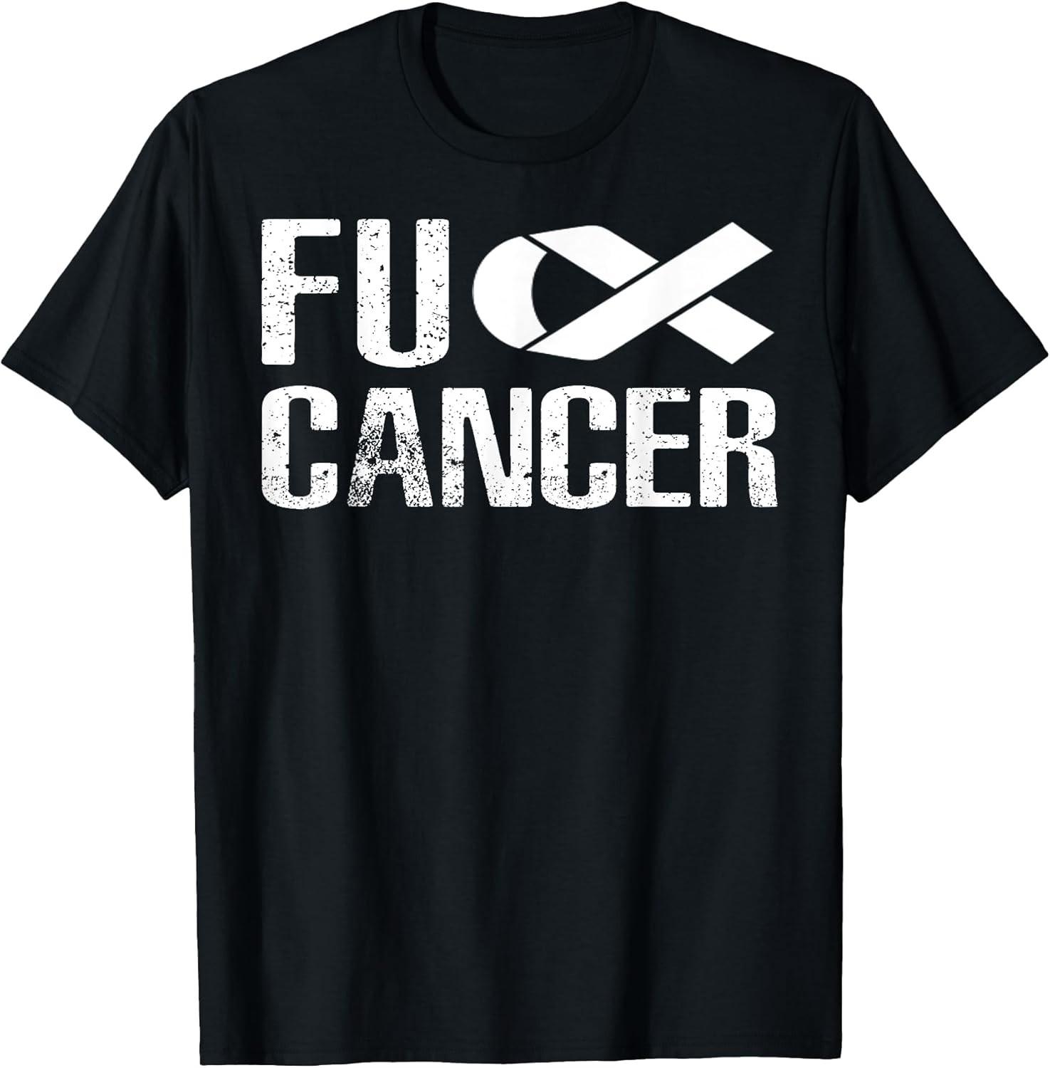 F Cancer Hate Cancer Awareness Support Cotton Tee - MADE IN USA S