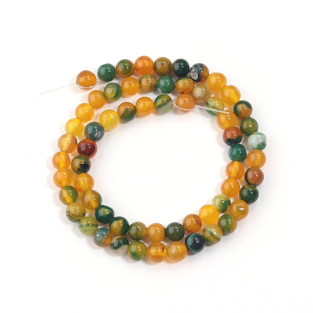 Natural Stone Beads Yellow Green Agate Round Loose Spacer Beads For Jewelry Making DIY Bracelet Necklace Accessories 6/8/10/12mm