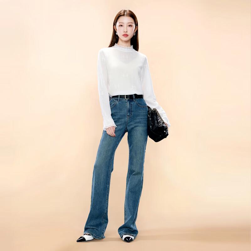 

Sancai Women s Plus Size Butterfly Jacquard Semi-High Collar Knit Sweater 2XL