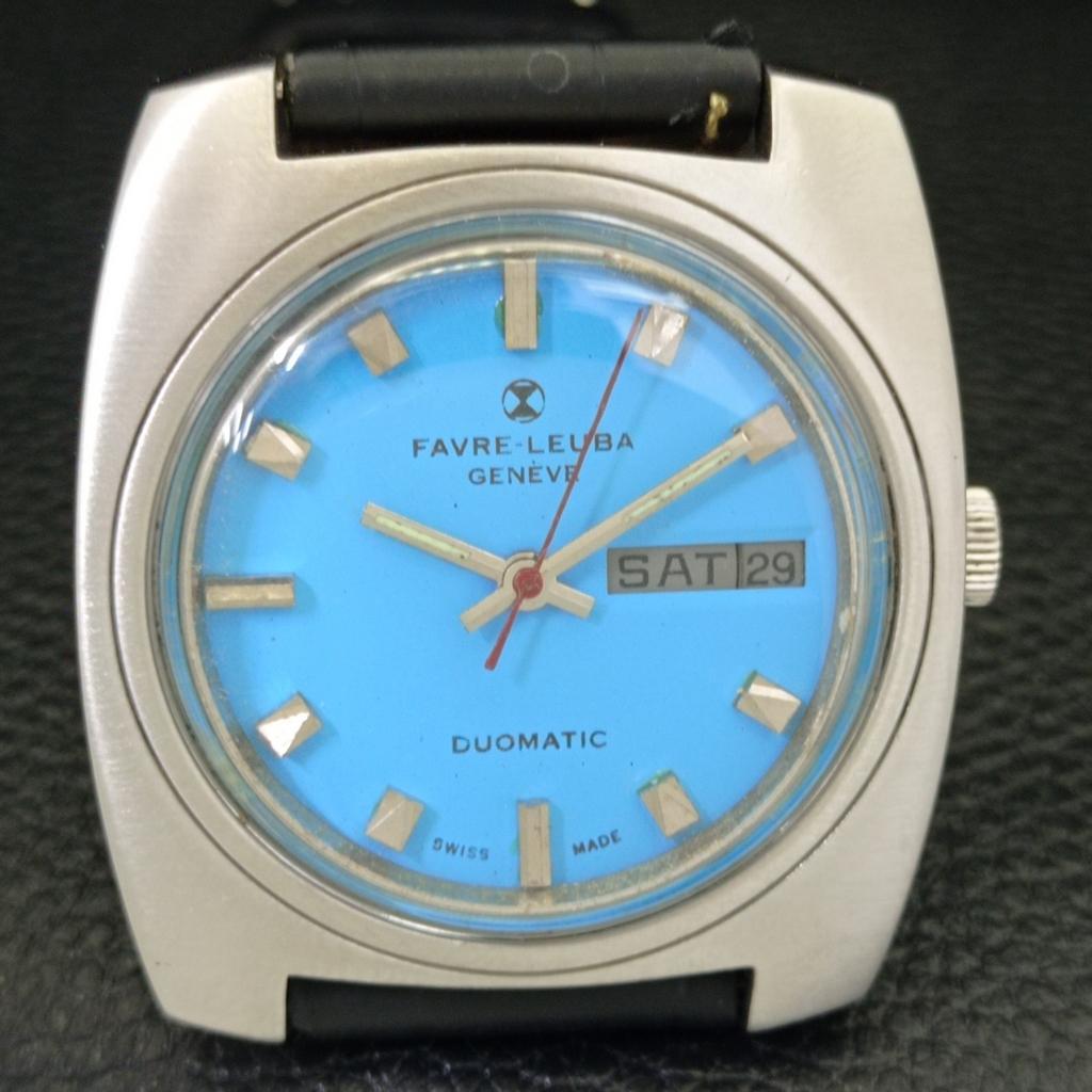 GEBRAUCHTE HERREN FAVRE LEUBA GENEVE DUOMATIC SCHWEIZER HIMMELBLAUES ZIFFERBLATT UHR a432159-2 R110-a432159