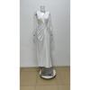 Women Sexy Hollow Out Slit Irregular V Neck Sleeveless Long Dress