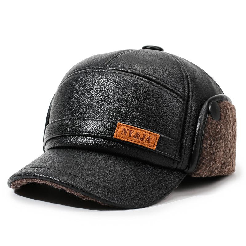 

Зимова тепла шапка Чоловіча флісова товста шкіряна шапка Вухозахисна шапка для вулиці кавовий