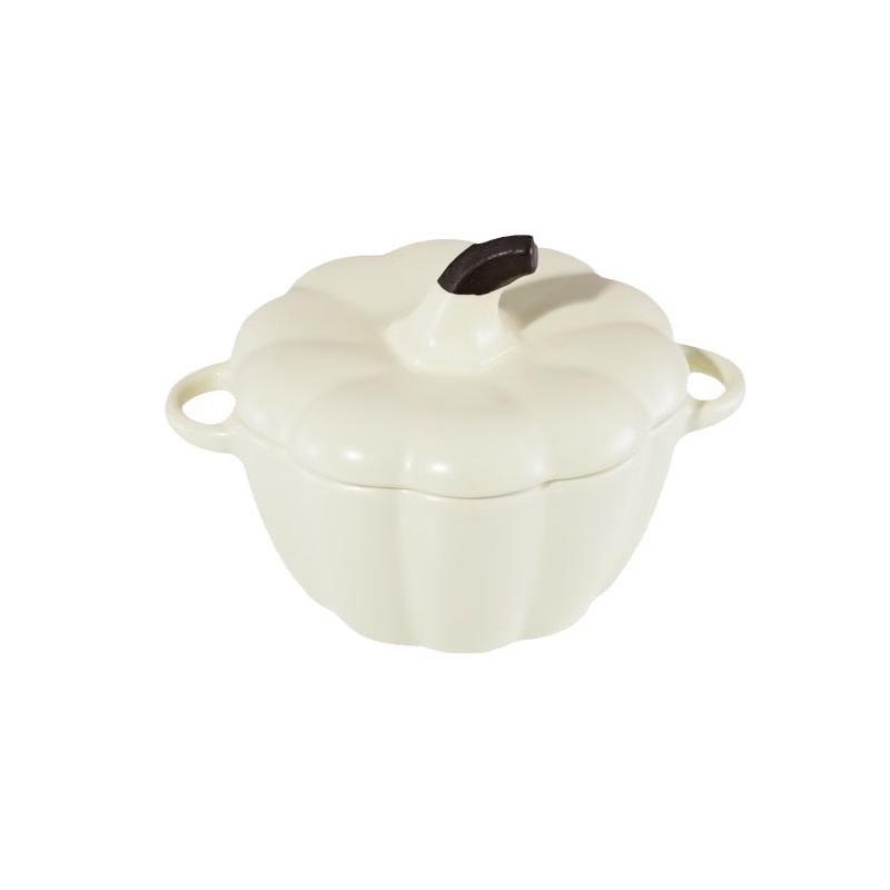 ZISIZ Cute Enamel Pumpkin Stew Pot with Double Handles