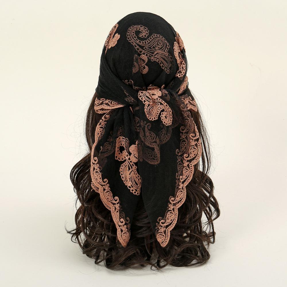 Square Lace Scarf Hollow Out Hair Scarf Headband Elegant Lace Handkerchiefs  Women