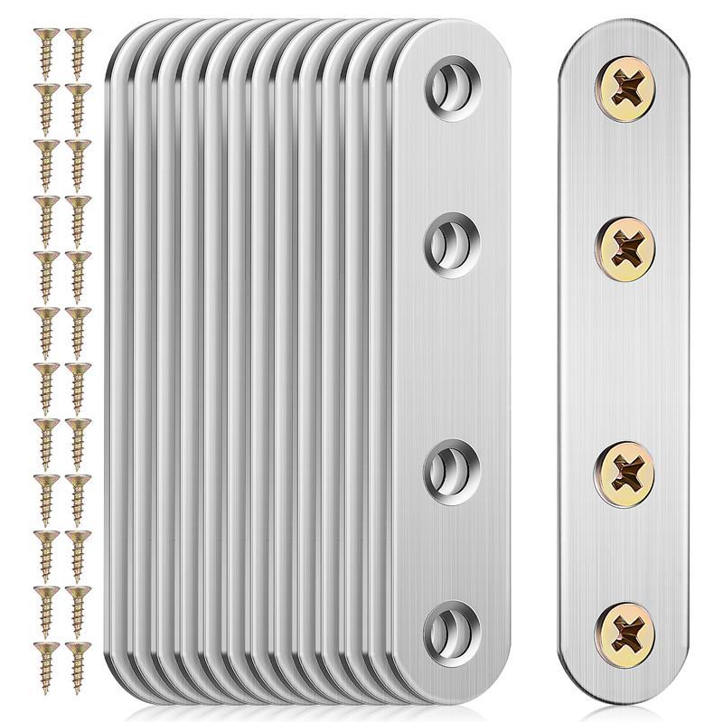 

14Pcs Stainless Steel Corner Code Hardware Brackets for General Use Mending Braces Wood Straight Film Plate Fixing Plates Flat