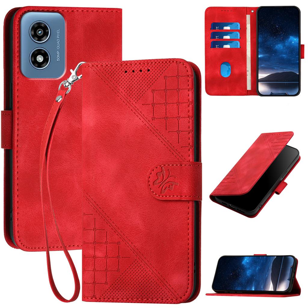 For Motorola Moto G Play 5G (2024)/Moto G 5G (2024) Leather Wallet Case Butterfly Flower Imprinted Phone Cover with Strap