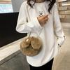 Fluffy Texture Plush Rabbit Ears Candy Color Women's Chain Small Square Bag 23 Winter New Women's Shoulder Messenger Bag