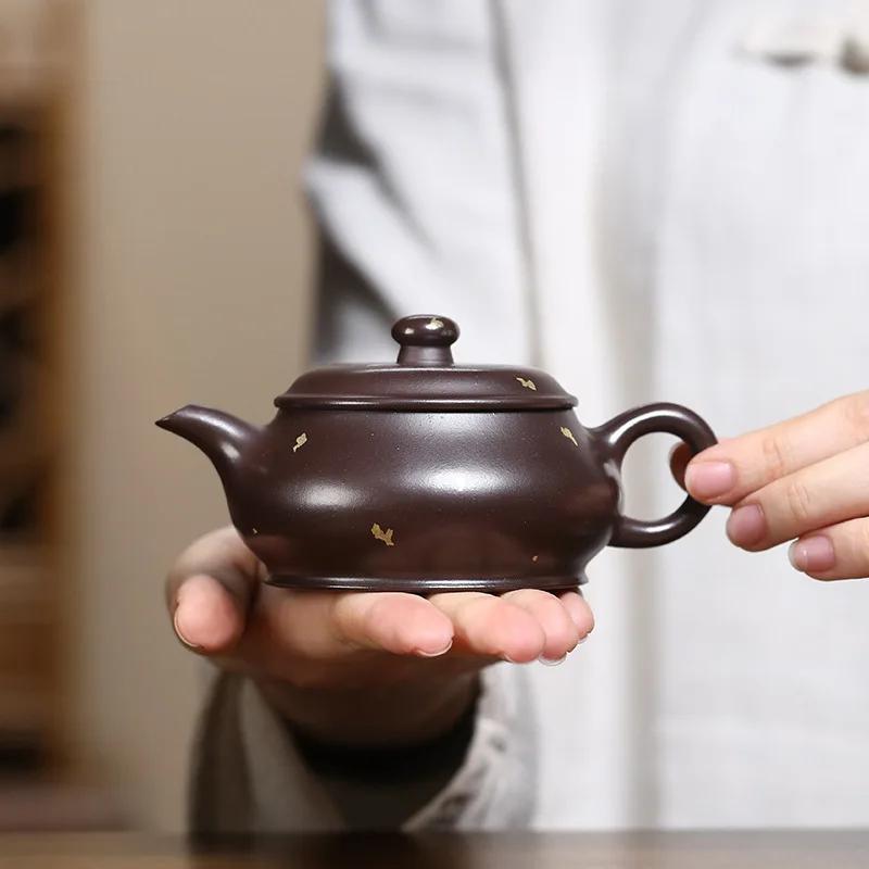 Chinese Yixing Purple Clay Teapot Handmade Tea Pot Beauty Tea Infuser Kettle Raw Ore Zisha Tea Set Household Teaware 130ml