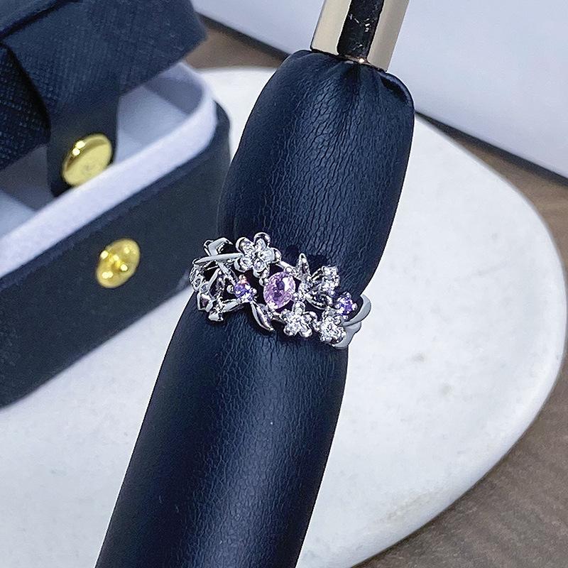 Flower Series Open Ring Temperament Personality Niche Design Light Luxury High-End Ring