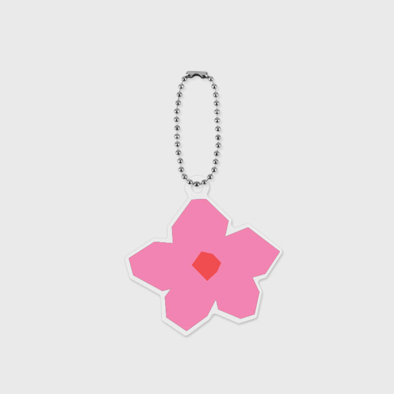 flower collage acrylic keyring green