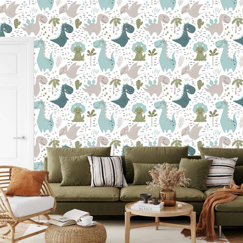 Cute Dinosaurs Wallpaper for Living Room and Bedroom 50x1000