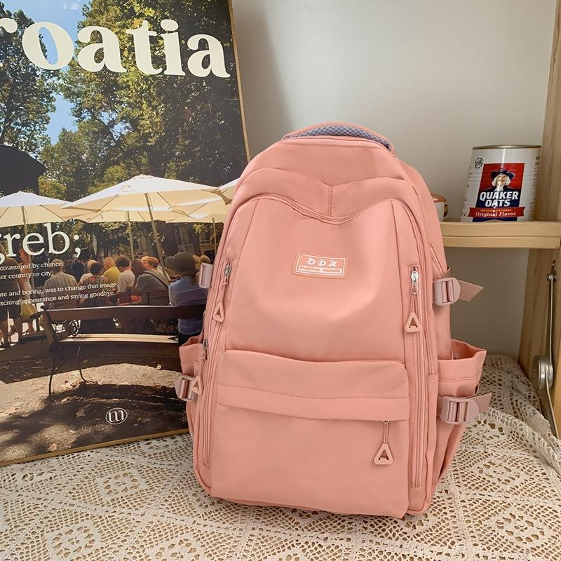 

New schoolbag female college student solid color large-capacity backpack multi-layer strong middle and high school student backpack Single Pack оранжевый