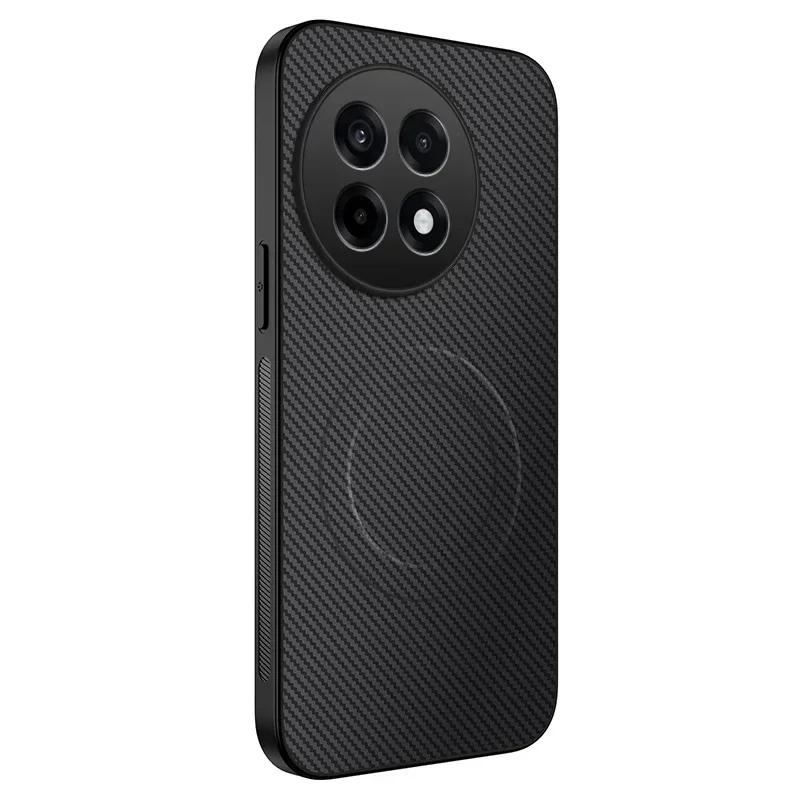 

Чехол Magsafe из кожи с матовой текстурой из углеродного волокна для телефона Oneplus 13R 11 12 R Магнитный чехол для One Plus ACE 5 Pro ACE5 3 2 чёрный