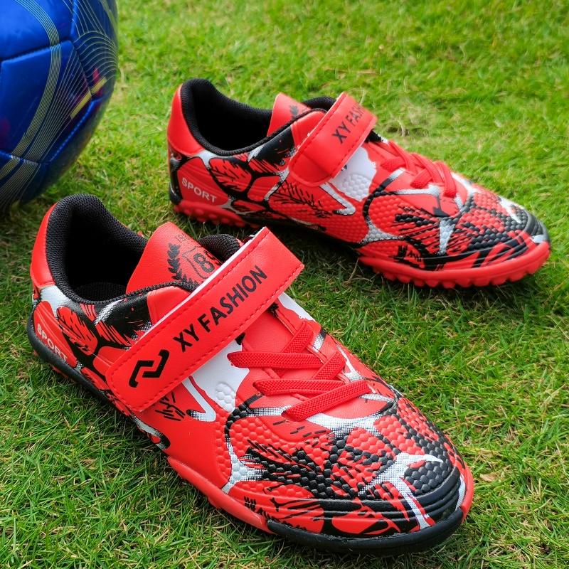 Children Firm Ground Soccer Shoes Turf Football Sneaker Athletic Cleats Soccer Sneakers for Kids Outdoor Indoor Sports Anti-slip