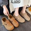 Cowhide version all-inclusive inner height-increasing women's shoes autumn new one-pedal soft-soled single shoes