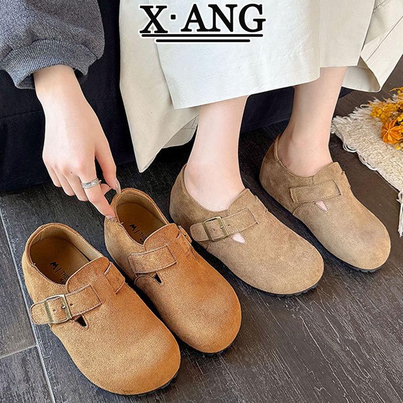 Cowhide version all-inclusive inner height-increasing women's shoes autumn new one-pedal soft-soled single shoes