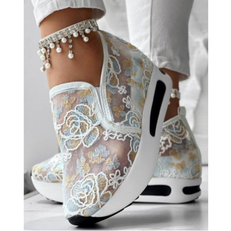Mesh Single Shoes One Foot Wearing Shallow Mouth Thick-soled Fabric Single Shoes with A Round Toe
