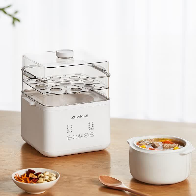 White Ceramic Multi-Function Electric Stew Pot CN plug (adapter included)