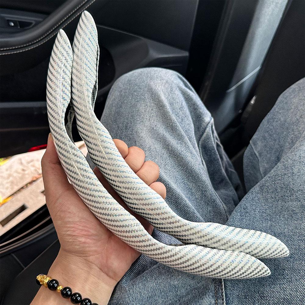 2 Stück Kohlefaser Auto Lenkradbezug Rutschfester Lenkradschutz Staubdicht Waschbar Innenraumzubehör Rund oder D