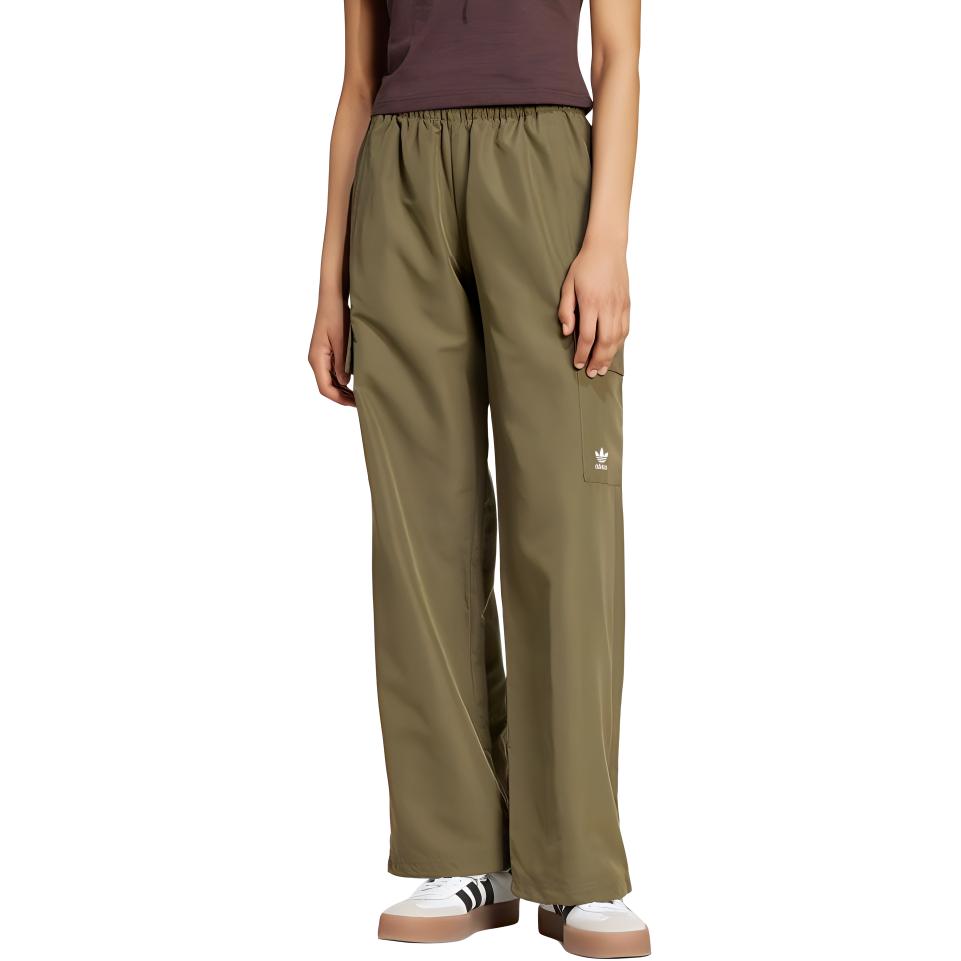 adidas Originals Solid Color Comfortable Loose Fit Multi-Pocket Cargo Pants Women Pants Olive IX9972