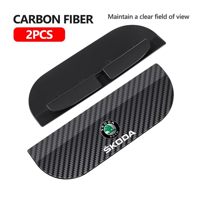 UMVB1 Detachable Car Rearview Mirror Rain Eyebrow Carbon Fiber Sun Visor For Skoda Fabia 1 2 Octavia A7 RS Superb Rapid Yeti Karoq