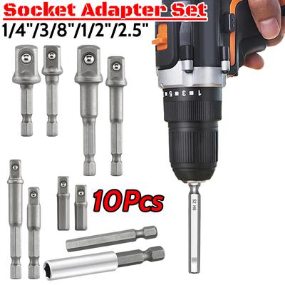 10Pcs Socket Adapter Set Extension Drill Bits Bar Set 1/4 3/8 1/2inch Driver Bit Set Wrench Extension for Electric Screwdriver