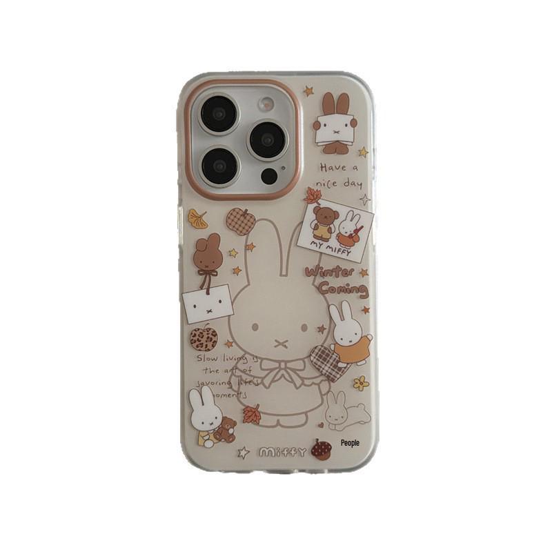 Maple Leaf Rabbit Illustration iPhone Case for iPhone17, 16ProMax, 15, 14 - Autumn/Winter Design