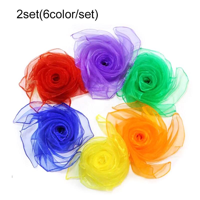 6Colors/lot Gymnastics Scarves Children Outdoor Sports Toys Dancing Juggling Towels Candy Colored Gym Towel Dance Gauze TMZ