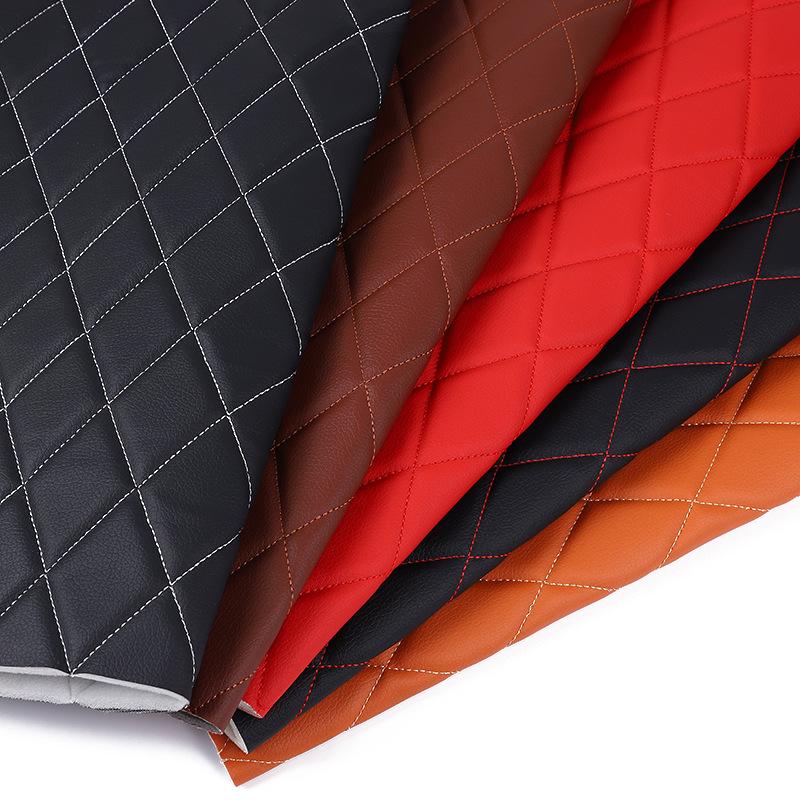 Diamond Pattern Embroidered Car Seat Cushion and Fabric Bag Set